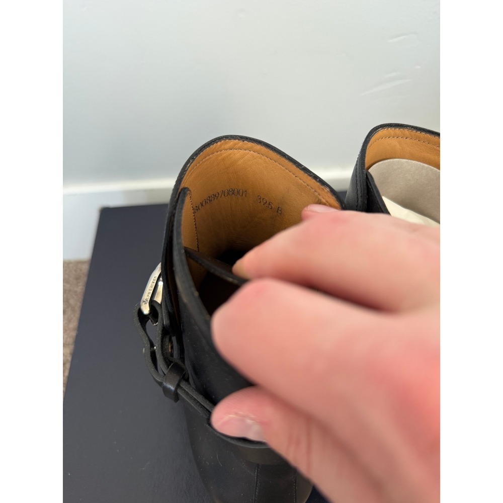 Ralph Lauren Purple Label Halton Black Burnished Calf Leather Ankle Boots 39.5B - Picture 6 of 7